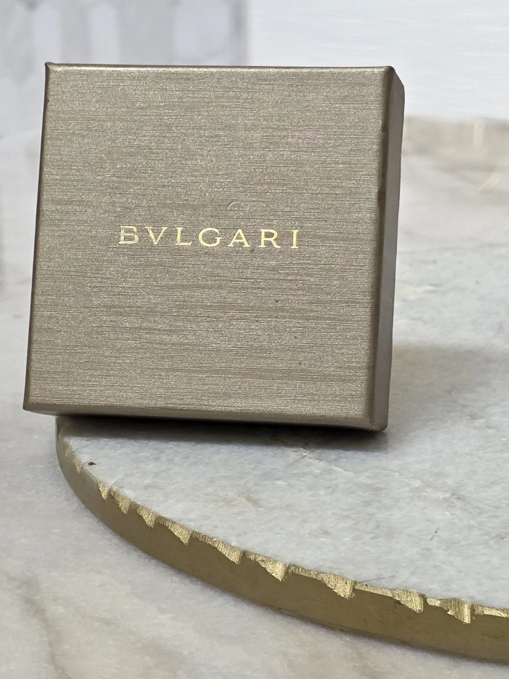 Bvlgari Shimmery Taupe Jewelry Box with Gold Logo